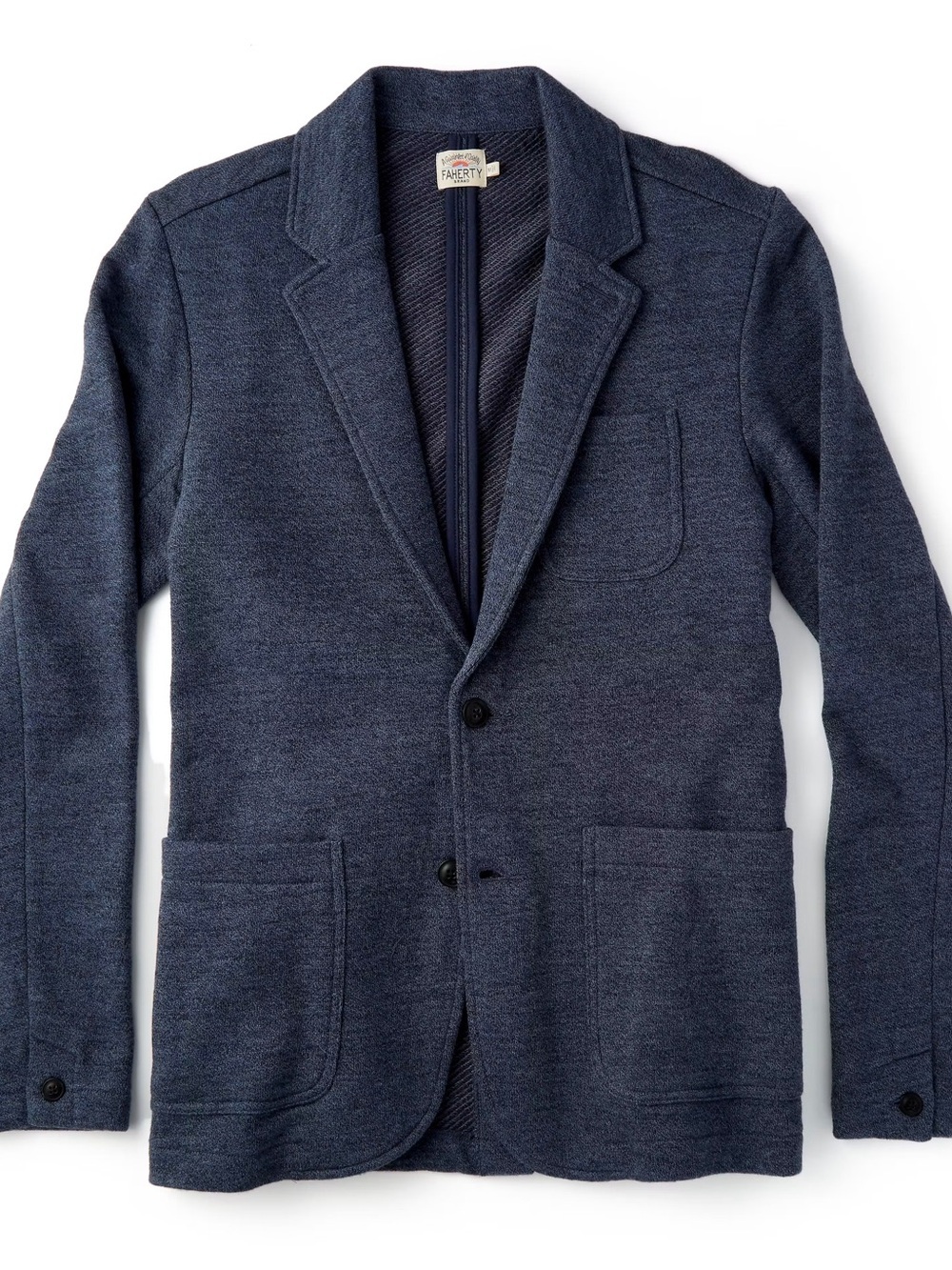 Faherty Men's Knit Sport Coat in Navy Heather Size XL Cotton